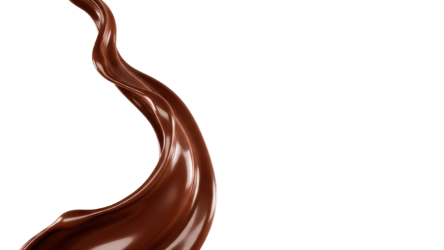 Delicious chocolate swirl isolated PNG on transparent background, rich brown liquid dessert element for food and beverage design projects