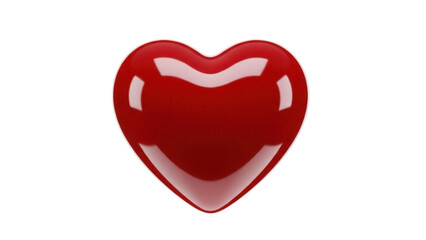Shiny red heart isolated PNG on transparent background, glossy love symbol for Valentine s Day and romantic design projects