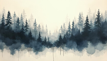 Misty Evergreen Forest Landscape