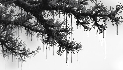 Fototapeta premium Pine branches with dripping liquid