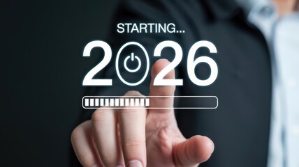 Business professional initiates process for year two thousand twenty six using digital interface