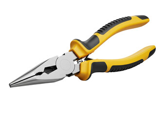 Professional pliers tool with yellow grip for electrical work and home repair projects needing precision and control, perfect for DIY enthusiasts