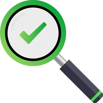 Magnifying glass with green check mark symbol