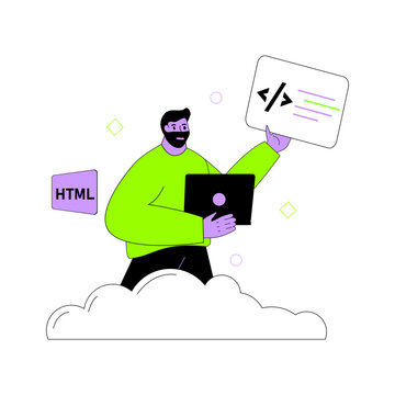 man with laptop and programming