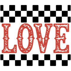 Distressed red love typography artwork conveys a vintage, romantic vibe perfect for Valentine's Day cards, posters, and heartfelt messages of affection