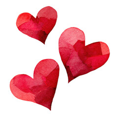 Obraz premium Watercolor hearts arrangement isolated on transparent background