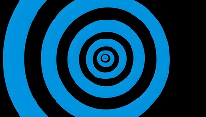 Vibrant blue and black concentric circles creating a hypnotic optical illusion with a deep sense of depth and movement
