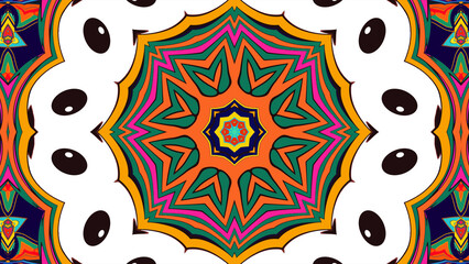 Psychedelic Spiral Kaleidoscope, Vibrant Symmetrical Pattern
