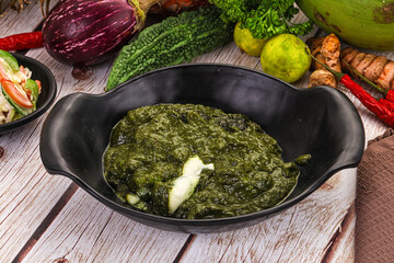 Indian cuisine - Palak paneer cheese with spinach