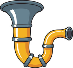 Cartoon horn instrument with yellow and gray colors