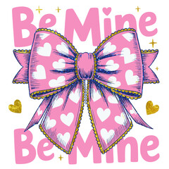 Sweet Valentine's Day greeting featuring a lovely bow with heart details, perfect for expressing love and affection in a charming way
