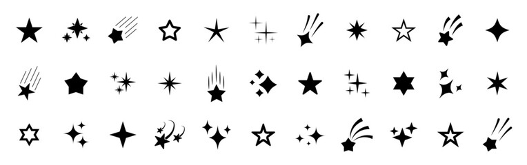 Obraz premium Stars icon collection. Different star shapes. Stars icon set. Sparkle star icon set. Falling stars . Vector illustration