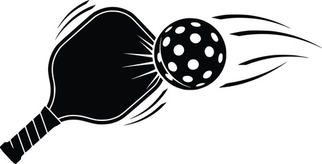 Pickleball paddle hitting pickleball with speed motion lines