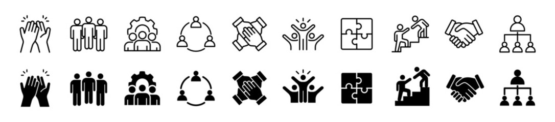 Business teamwork icon set. Partnership and collaboration symbol. Vector illustration.