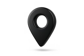 Black 3d location pin icon representing gps navigation, destination finding, and map pointer technology