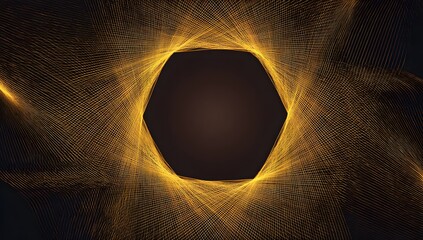 Abstract glowing golden orb with energetic particles swirling around a dark central void