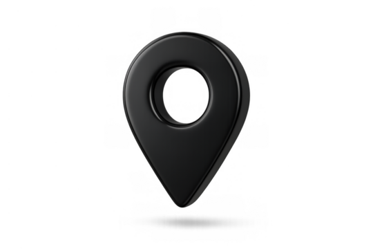 Black 3d location pin icon representing gps navigation, destination finding, and map pointer technology - Powered by Adobe