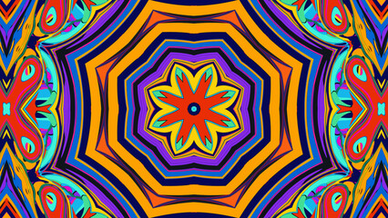 Colorful Psychedelic Fractal Kaleidoscope Background