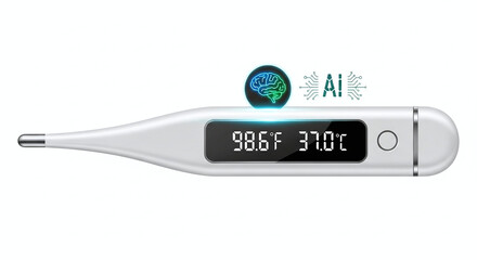 Digital Thermometer with AI concept.