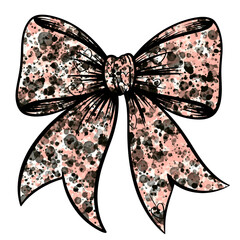 Charming ribbon bow with a playful confetti pattern, perfect for adding a touch of whimsy to your designs and celebrations, gift wrapping, and holiday decor