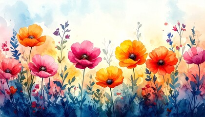 Obraz premium Set of decorative floral design elements. Flat cartoon vector illustration. Illustration of nature flower spring and summer in garden.