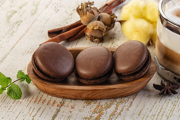 Sweet tasty almond dessert - chocolate macaroon