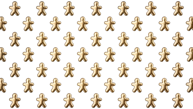 Gold metallic gingerbread man silhouette seamless pattern on transparent background. - Powered by Adobe