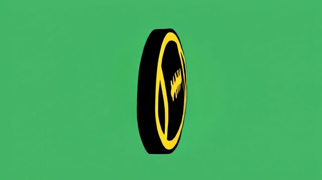 Stylized black and yellow american football icon on a solid green background