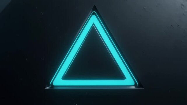 Abstract Blue Neon Triangle Geometric Shape Glowing Logo Background