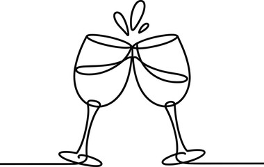 Two wine glasses clinking together with splash toast