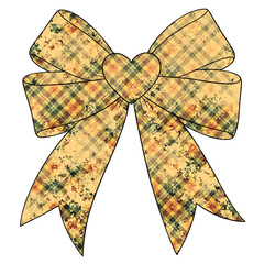 Festive plaid bow with a heart adds a touch of elegance to any gift, perfect for celebrations, birthdays, and special occasions with vintage charm