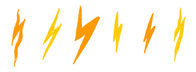 Expressive chalk strokes shape lightning graphics and thunder details in a hand-drawn icon style. Lightning lines blend with chalk texture for crisp thunder icon energy.