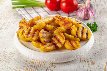 Grilled small baby young potato