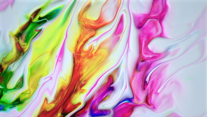 Dynamic swirling abstract mixture of vibrant colorful liquid paints