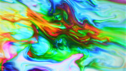Dynamic swirling abstract mixture of vibrant colorful liquid paints