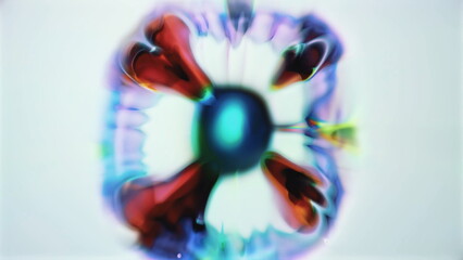 Symmetrical psychedelic bloom with glowing core and radiant petals