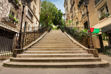 Obraz premium Paris France steep steps leading to Montmartre artist district