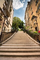 Paris France steps leading to Montmartre artist district