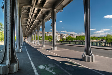 Paris France Eiffel Tower view from Pont de Bir Hakeim