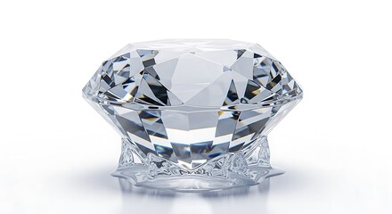 Brilliant Round Cut Diamond on White Background.