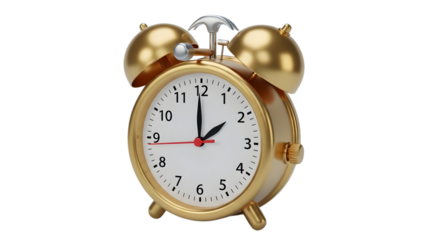 Vintage Gold Twin-Bell Alarm Clock.transparent png