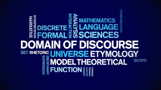 Domain of Discourse animated word cloud-text design animation tag kinetic typography seamless loop.