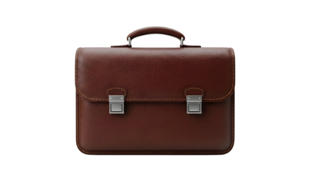 Classic Brown Leather Briefcase.transparent png