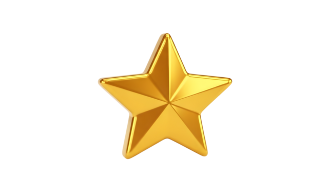 Glossy Gold 5-Point Star.transparent png