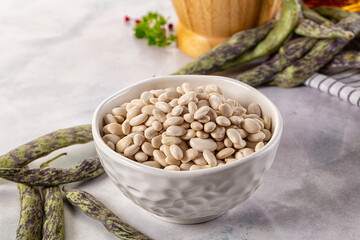 Raw dry white beans heap