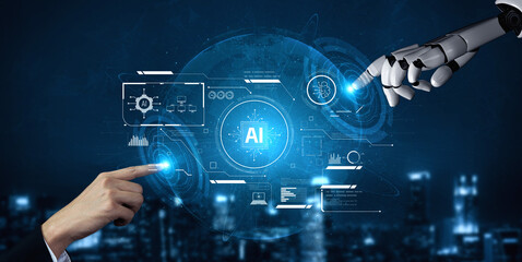 AI system interacting with artificial intelligence interface, processing data, executing algorithms, and enhancing automation with advanced artificial intelligence functions. Vouch