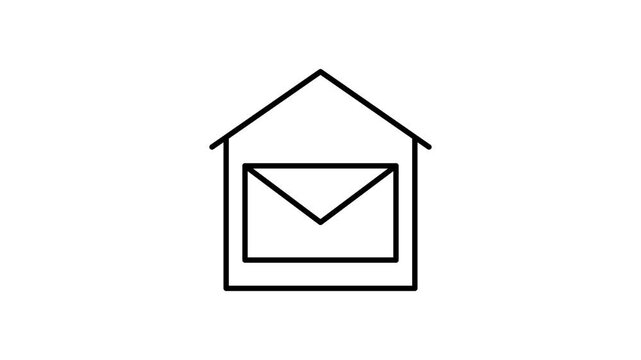 A house with an envelope placed inside, symbolizing communication or a message being sent.