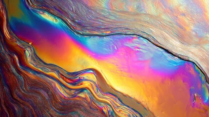 Colorful waves and patterns create a stunning abstract scene with bright hues of purple orange and blue blending seamlessly. This captivating artwork evokes a sense of fluidity and movement.