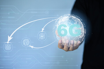 Using future technology to use high-speed internet, 6g network connecting networks around the world, security, safe internet, 5g, future technology, high-speed internet, 6g