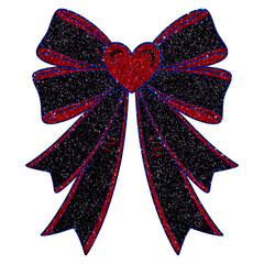 Glamorous sparkling red heart bow tie, perfect for Valentines Day greetings, gifts, love notes, and romantic occasions, with a festive sparkle and charm